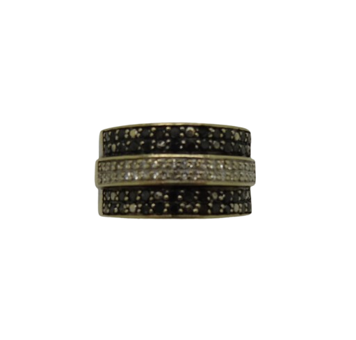 Bague en Or Gris 18K avec Pavage de Diamants