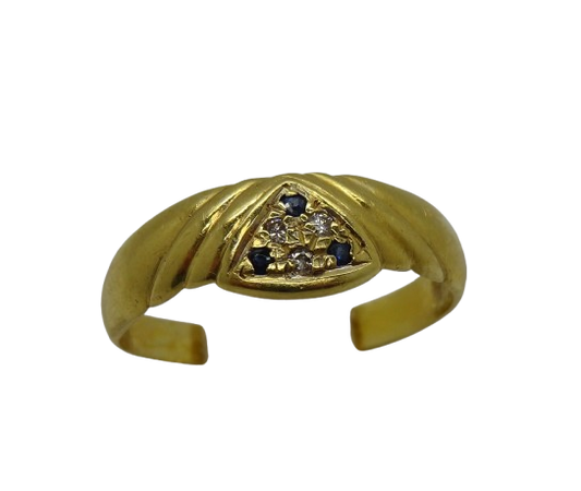 Bague Diamants et Spinelle Bleu en Or Jaune 18K