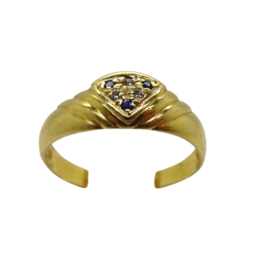 Bague en or jaune avec diamants et saphir