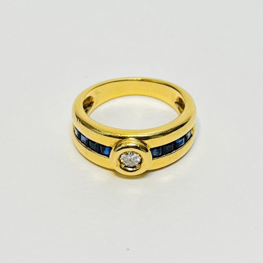 Bague or avec saphirs et diamant 0,20ct