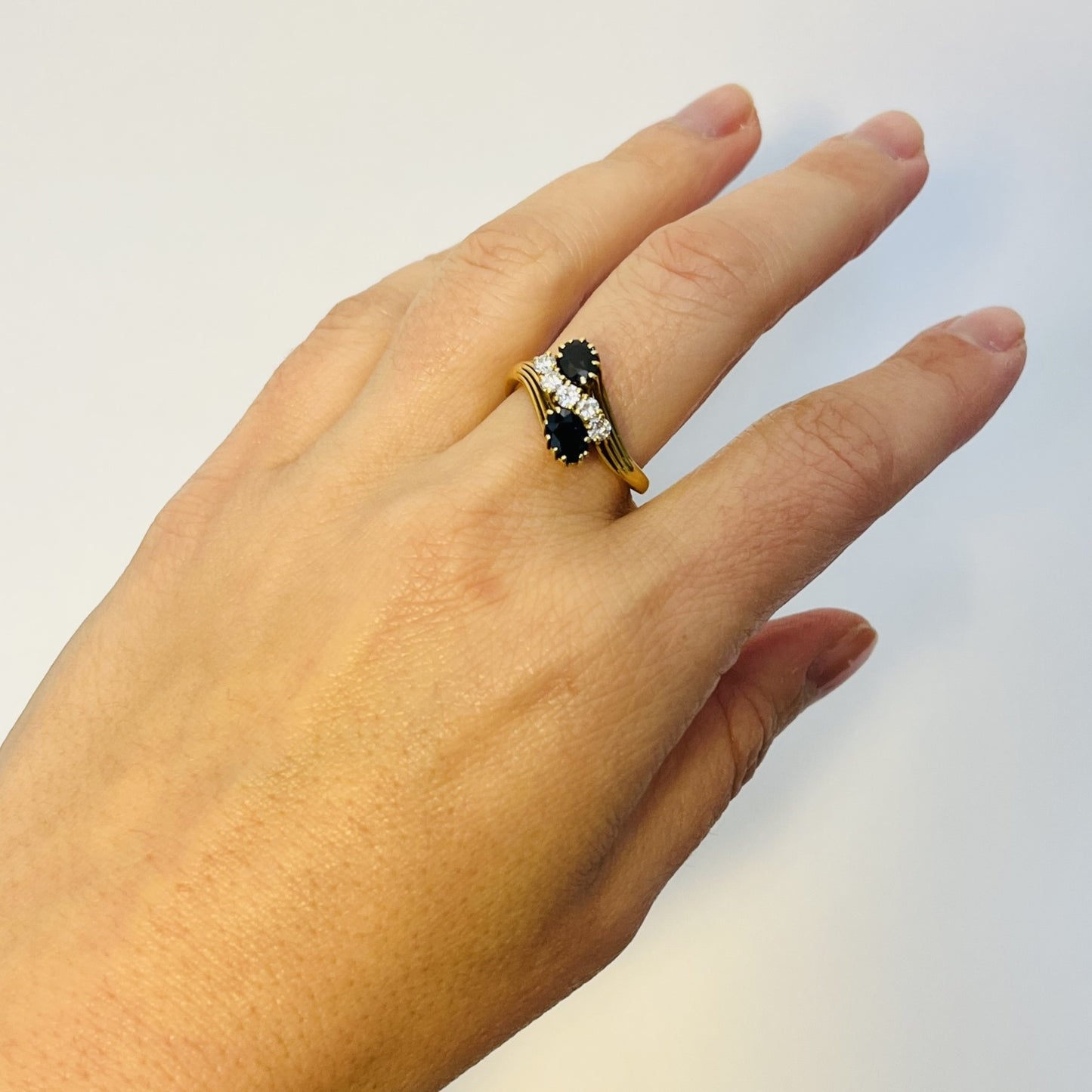 Bague toi et moi avec saphirs et diamants