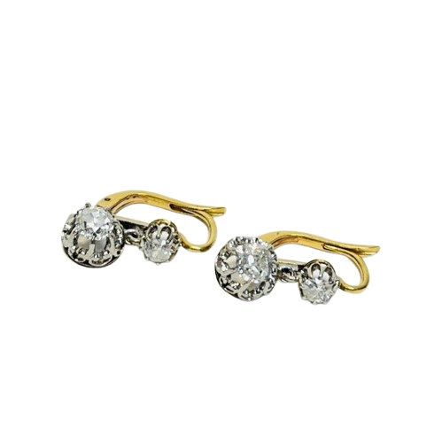 Boucles d'oreilles 2 ors avec diamants