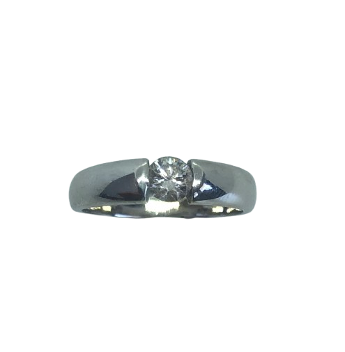 Bague Solitaire en Or Blanc 18K 0,36 ct T.52