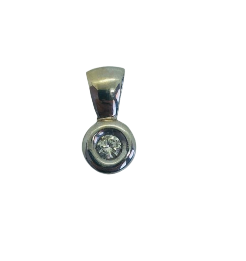 Pendentif Solitaire en Or Blanc 18K 0,14 ct