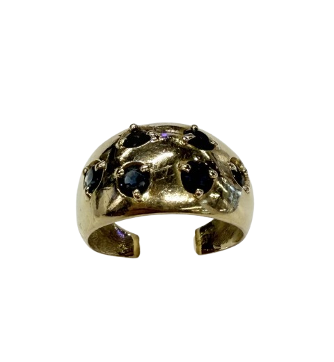 Bague Or Jaune 18k avec Saphirs 0.3cm T54