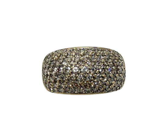 Bague en Or jaune 18K avec pavage de diamants T53