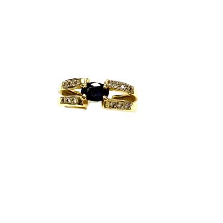 Bague Or Jaune 18k Saphir et Diamants - Taille 51