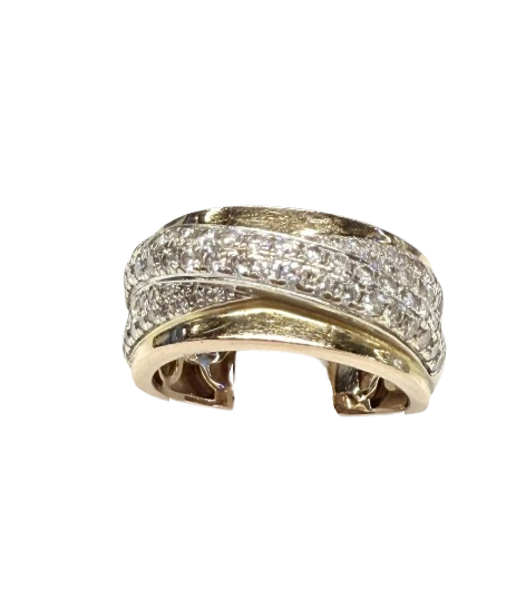 Bague Or Rose et Blanc 18k avec Pavage de Diamants