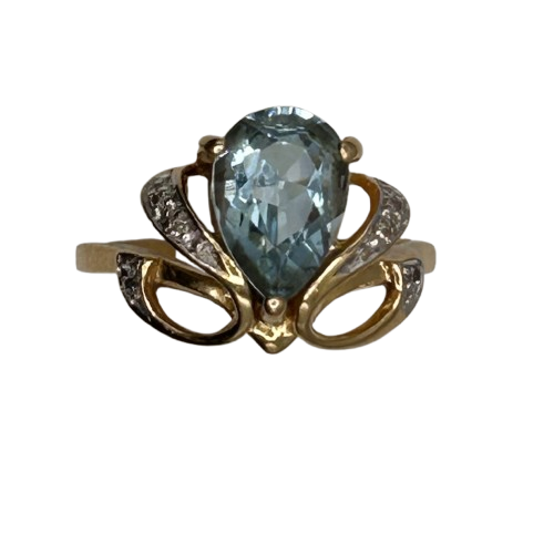 Bague or avec topaze et diamants