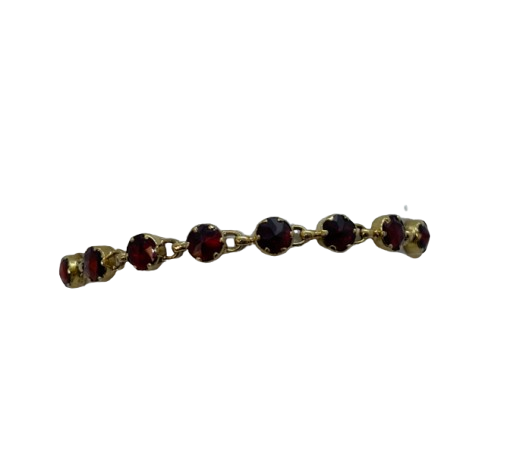 Bracelet en or 18 carats avec grenats incrustés - 18.5 Cm