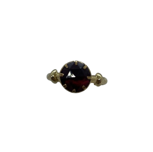 Bague en or jaune 18 carats avec grenat – T 55