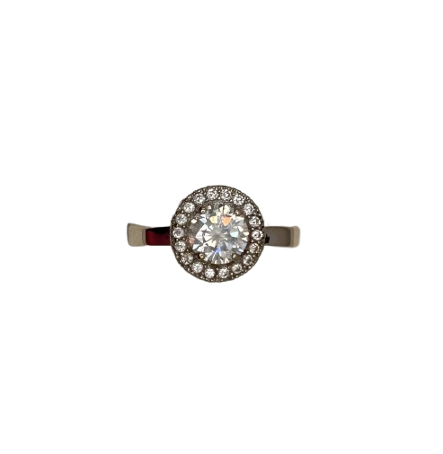 Bague Or blanc avec Oxyde de Zirconium T58