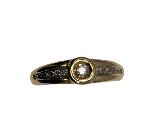 Bague en Or Jaune 18K avec Diamants 0.05ct