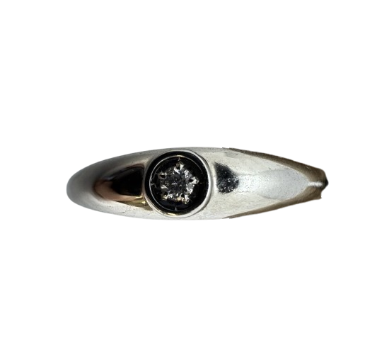 Bague Solitaire Or Blanc 18K avec Pierre Incolore