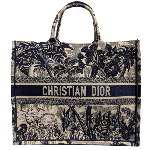 Sac Christian Dior Book Tote Large Bleu Flamingo Palm