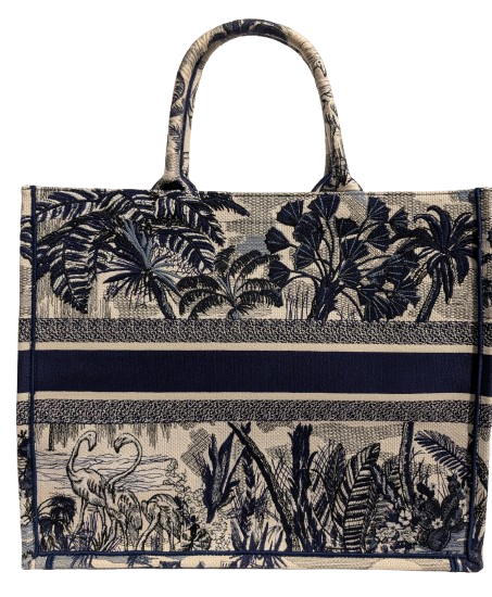 Sac Christian Dior Book Tote Large Bleu Flamingo Palm