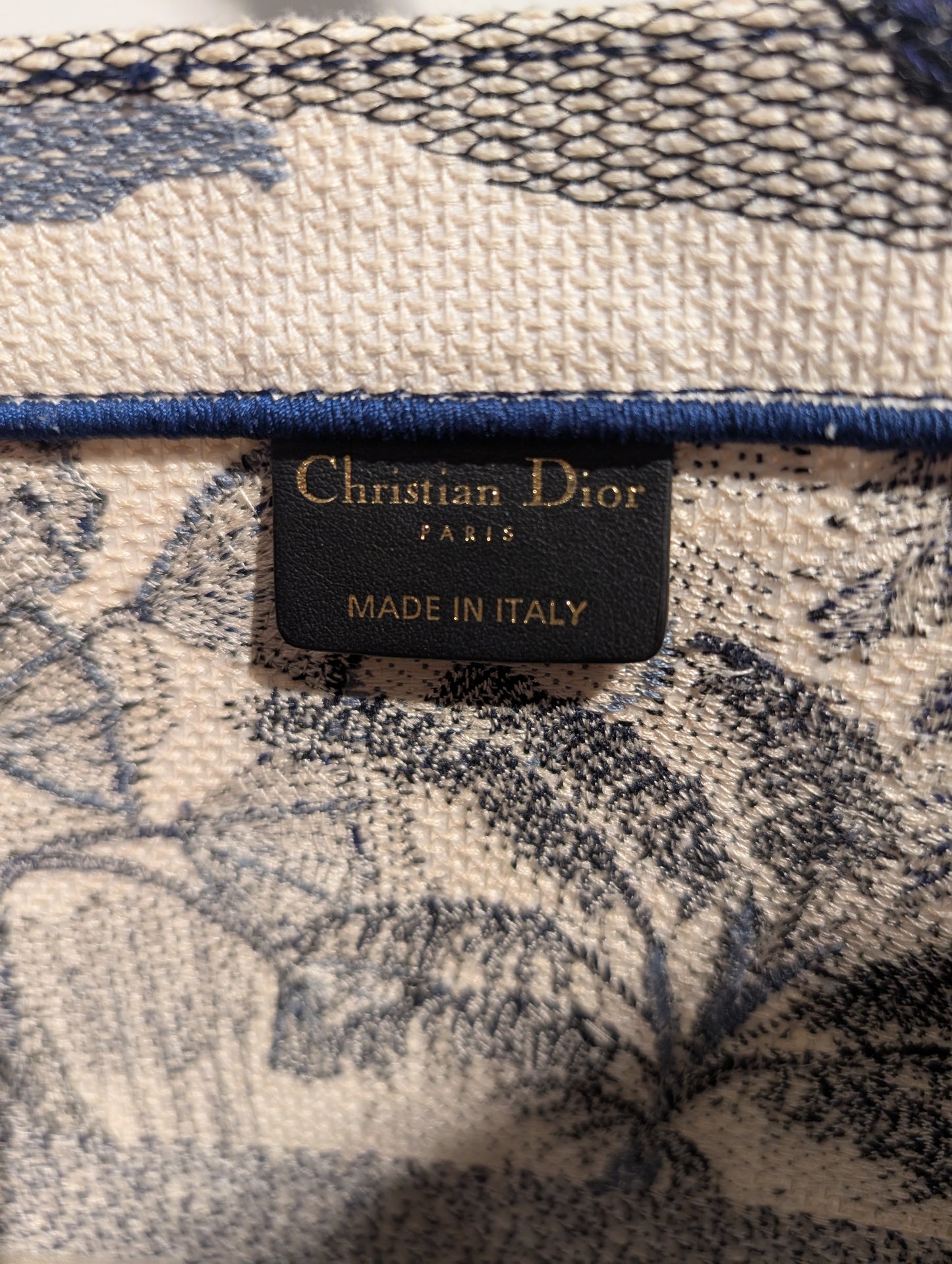 Sac Christian Dior Book Tote Large Bleu Flamingo Palm