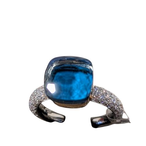 Bague Pomellato Diamants et Topaze Bleue