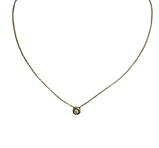 Collier Princesse Or Jaune avec Diamant 0.3cm