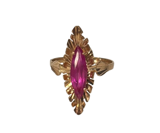 Bague Marquise en Or Jaune 18K Taille-52