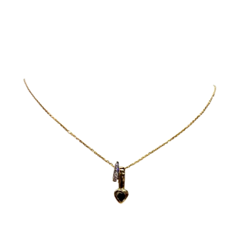 Collier Princesse Or Jaune et Blanc 18k avec Saphir et Diamant 1.81 Grs