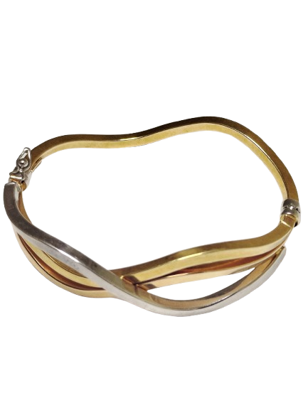 Bracelet Jonc Or Jaune et Blanc 18K 10.85 Grs