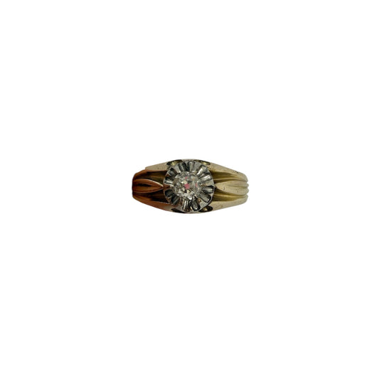 Solitaire en Or Jaune et Blanc 18K Taille-55