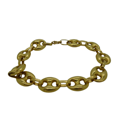 Bracelet Gourmette Grain de Café en Or 18K