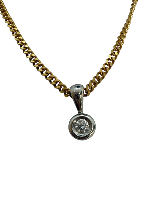 Pendentif solitaire en or blanc 18K 0.98 Grs