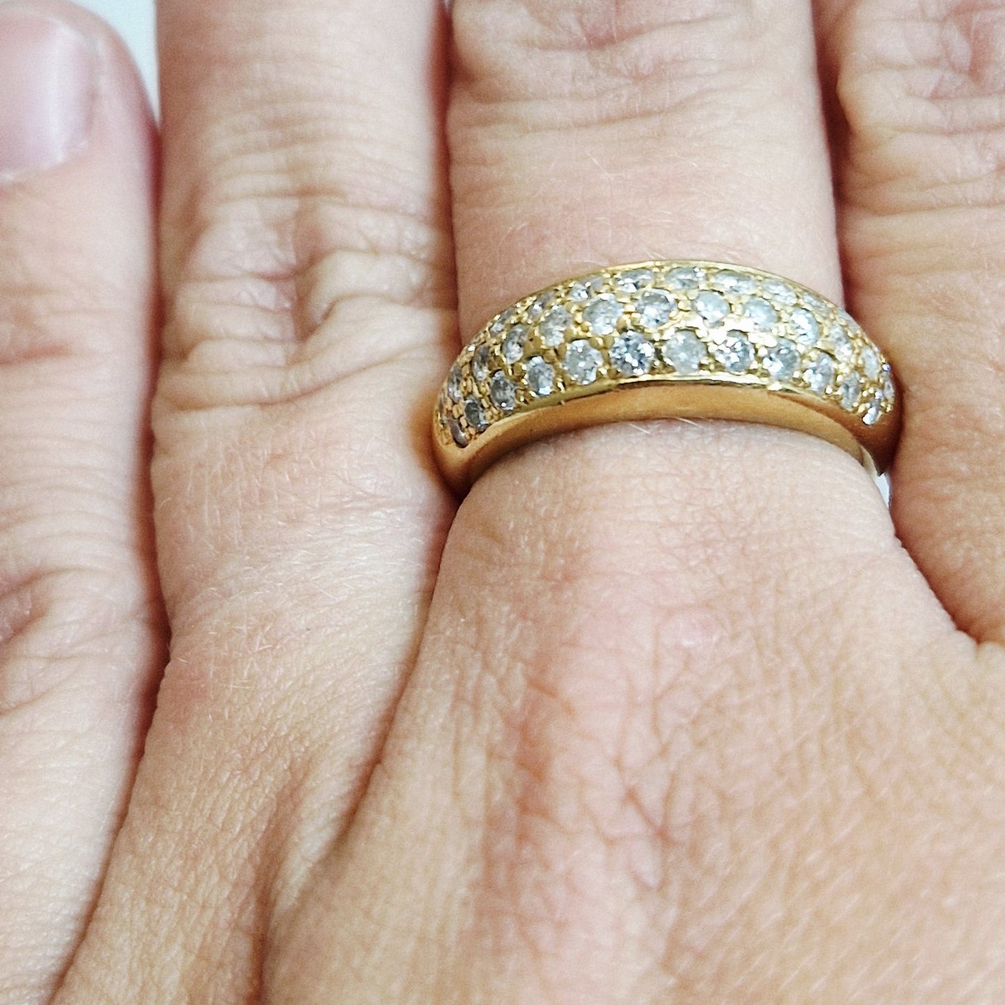 Bague Demi Tour Or Jaune 18K avec Diamants 6.78 Grs - Taille 55