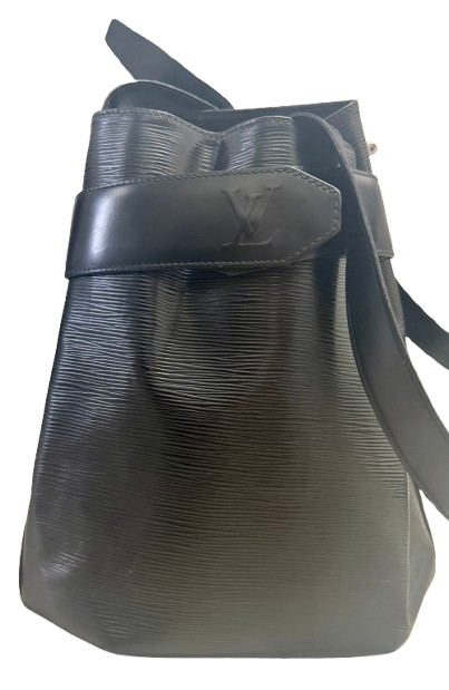 Sac à main Louis Vuitton Twist Bucket Vintage en cuir noir épi en bon état