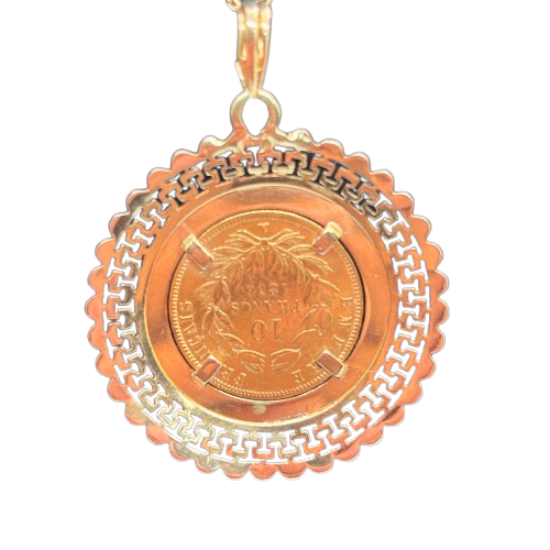 Pendentif porte-pièce en or jaune 18k et 22k 6.71 Grs