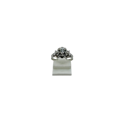 Bague Chou en Or Blanc 18 K avec Oxyde de Zirconium - T51 cm