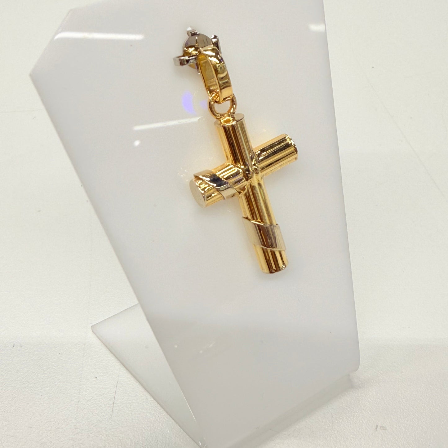 Pendentif Croix en Or Jaune et Blanc 18k Poids - 3.68 Grs