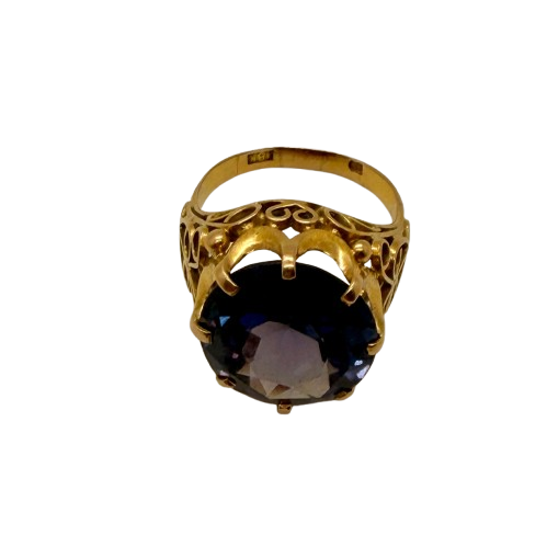 Bague Tank en Or Jaune avec Améthyste 18K Taille- 53