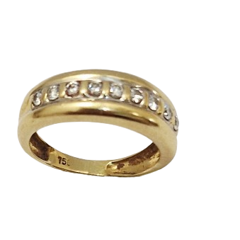 Bague Demi Tour Or Jaune 18K avec Diamants 3.03 Grs - Taille  52