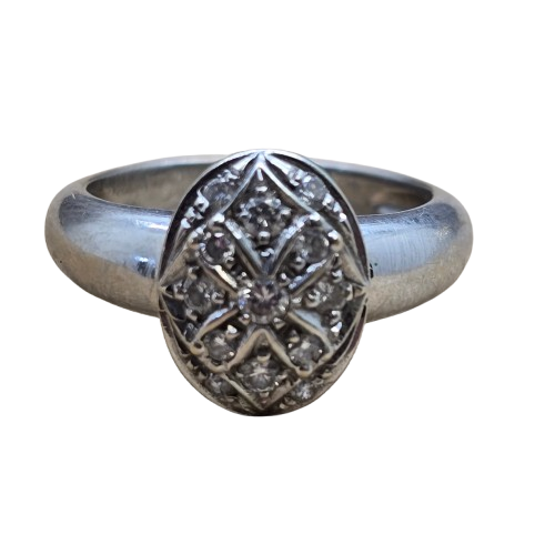 Bague Marquise en Or Blanc 18K et Diamants - T 54