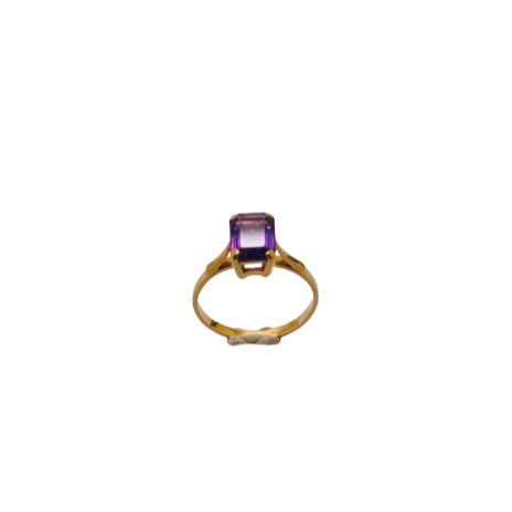 Bague en Or Jaune 18K avec améthyste unique 1.97 Grs - Taille 48