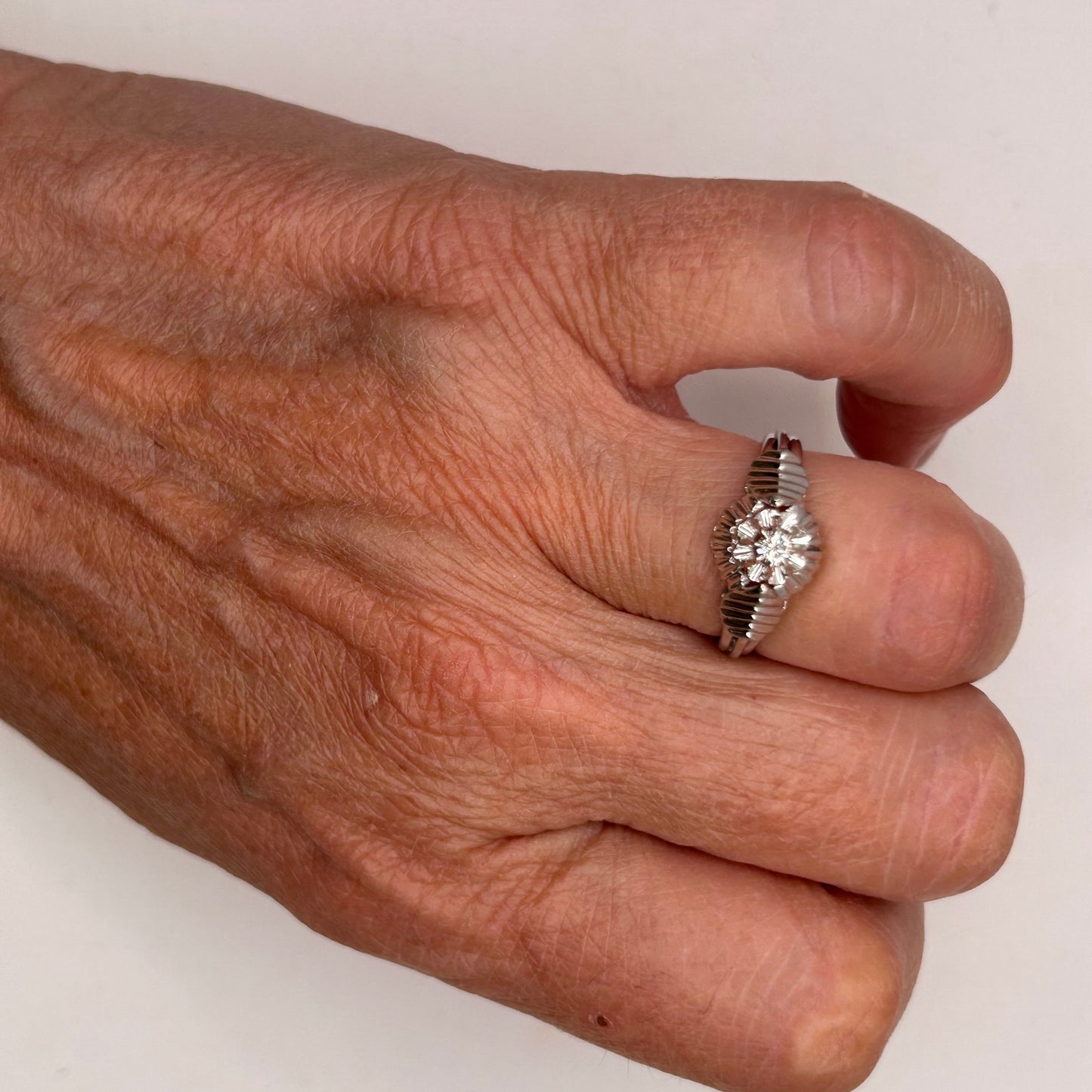 Bague Solitaire Or Blanc Diamant 0,05ct 18K - Taille 53
