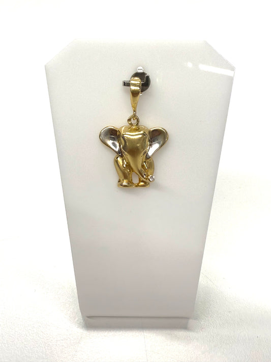Pendentif éléphant en or 18k avec zirconium