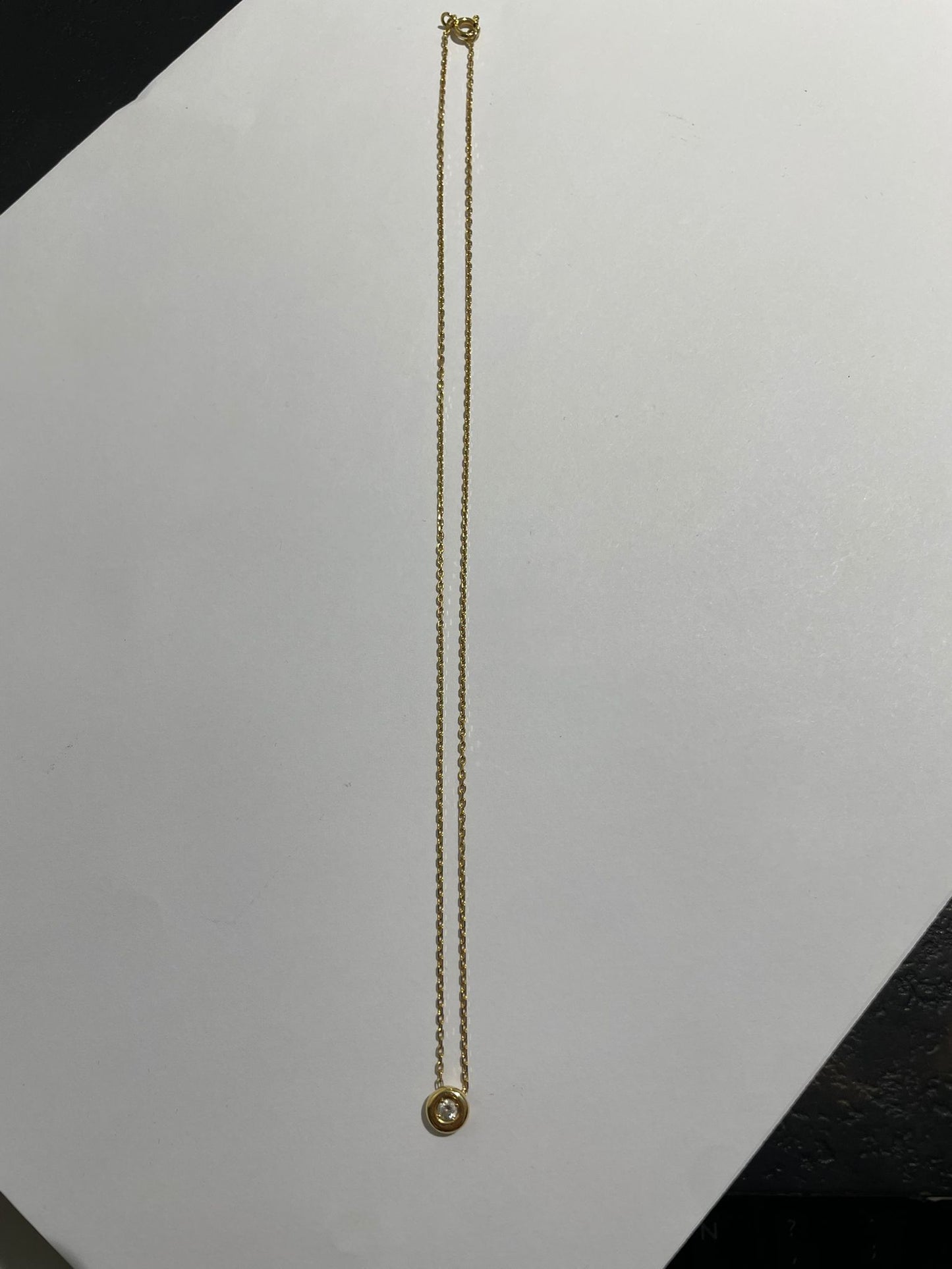 Collier Princesse Or Jaune avec Diamant 0.3cm