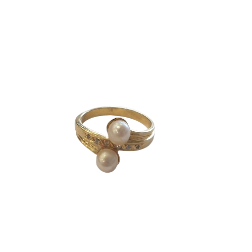 Bagues Or Jaune 18 K avec Perles et Oxydes - 4.58 Grs
