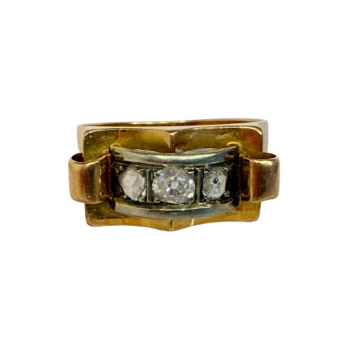 Bague en or 18 carats et 3 diamants taille 58