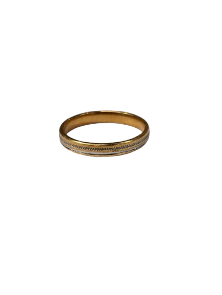Bague Alliance en Or Jaune et Blanc 18K Taille-54