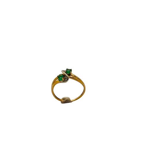 Bague en Or 18K avec 2 Émeraudes – T 53