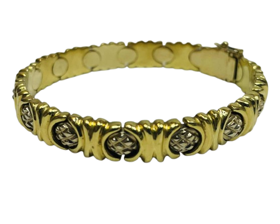 Bracelet jonc en or jaune et or gris 18K 32.15 Grs