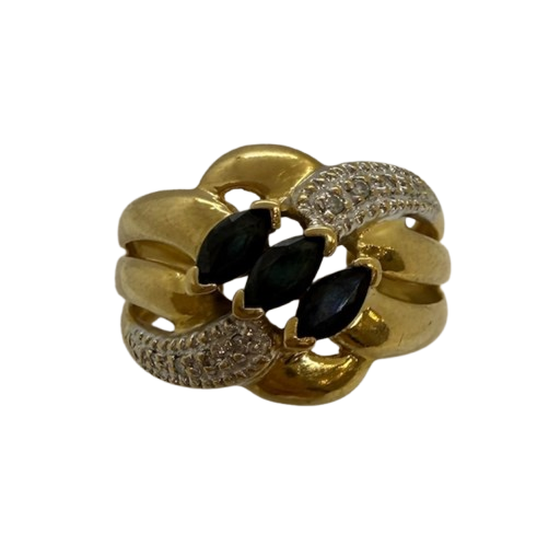 Bague en Or Jaune et Blanc 18K Taille-49