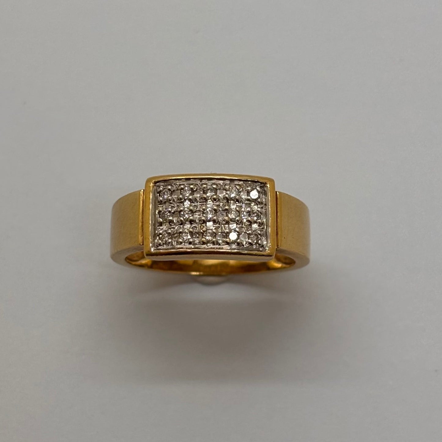Bague Tank en Or Jaune et Blanc 18K 5.18 Grs - Taille 53