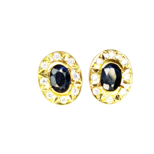 Boucles d'oreilles clou en or jaune 18k avec zircone - 1.75 Grs