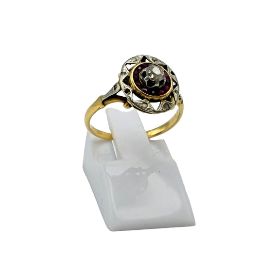 Bagues en Or Jaune avec Diamants et Rubis 18K - 2.36g